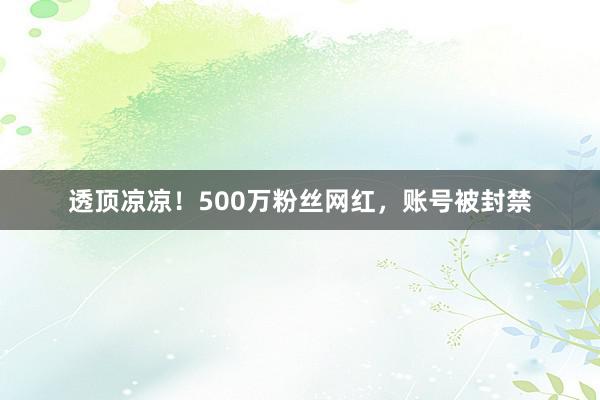 透顶凉凉！500万粉丝网红，账号被封禁