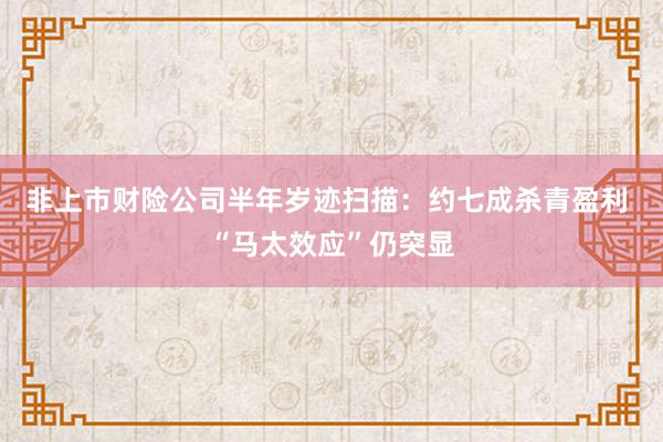 非上市财险公司半年岁迹扫描：约七成杀青盈利 “马太效应”仍突显