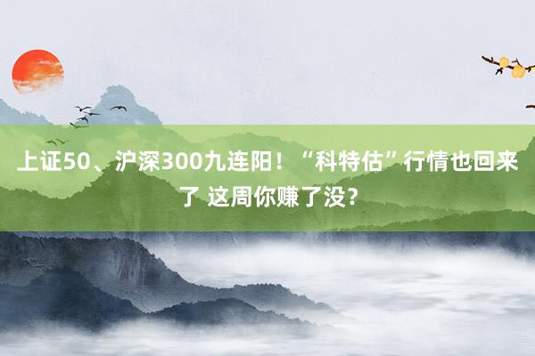 上证50、沪深300九连阳！“科特估”行情也回来了 这周你赚了没？