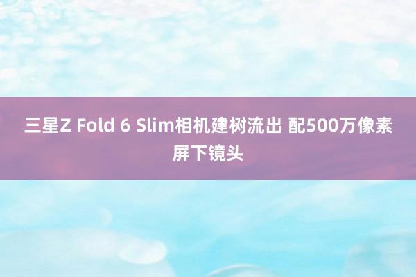 三星Z Fold 6 Slim相机建树流出 配500万像素屏下镜头