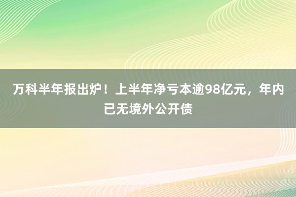 万科半年报出炉！上半年净亏本逾98亿元，年内已无境外公开债