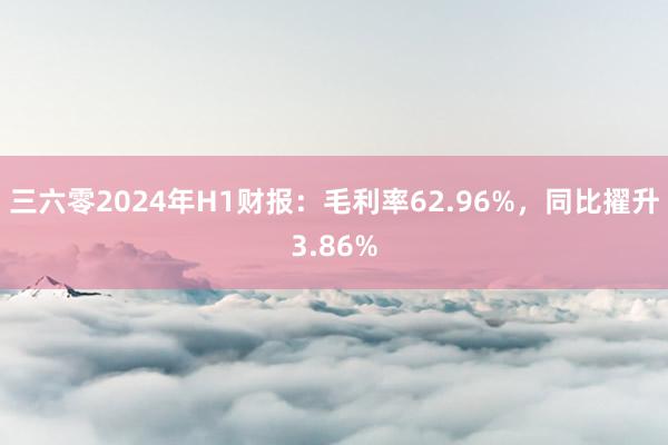 三六零2024年H1财报：毛利率62.96%，同比擢升3.86%