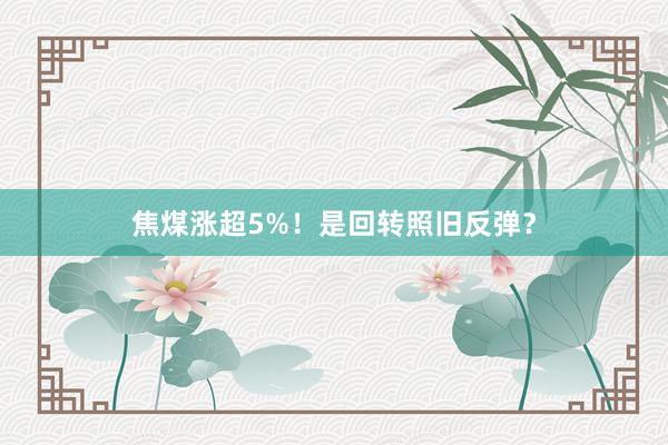 焦煤涨超5%！是回转照旧反弹？