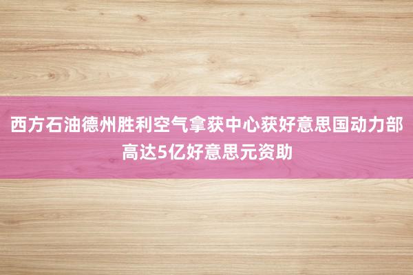 西方石油德州胜利空气拿获中心获好意思国动力部高达5亿好意思元资助