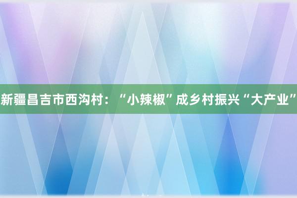 新疆昌吉市西沟村：“小辣椒”成乡村振兴“大产业”