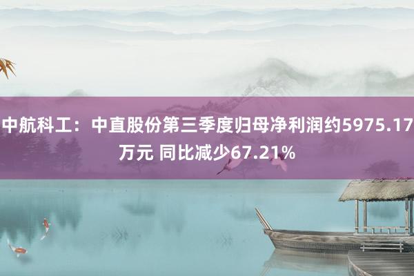 中航科工：中直股份第三季度归母净利润约5975.17万元 同比减少67.21%